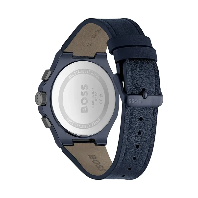 Hugo Boss Taper Chronograph Black Dial Leather Men's Watch- 1514086